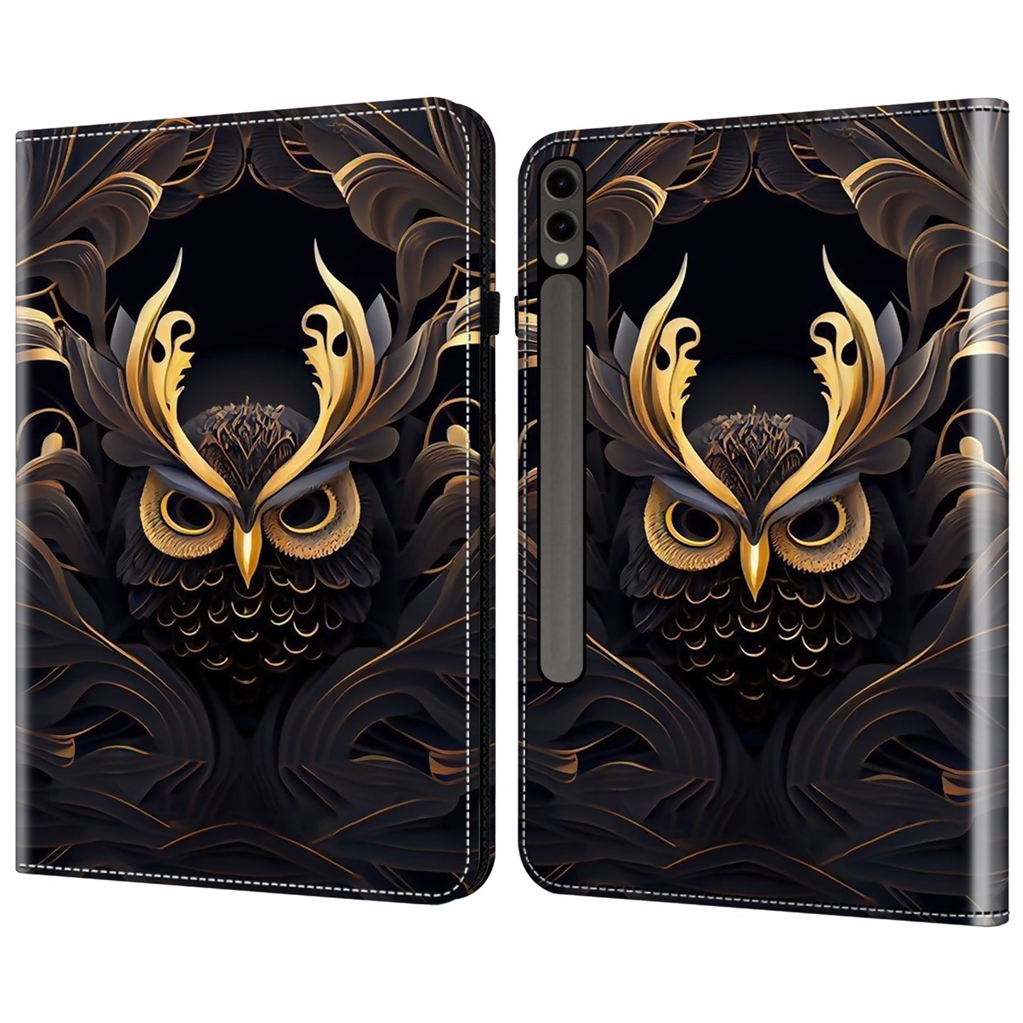 For Samsung Galaxy Tab S10+ / S9+ / S9 FE+ Case Pattern Printing PU Leather Tablet Cover with Stand Function - Owl
