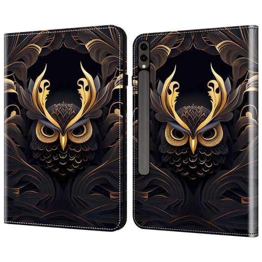 For Samsung Galaxy Tab S10+ / S9+ / S9 FE+ Case Pattern Printing PU Leather Tablet Cover with Stand Function - Owl