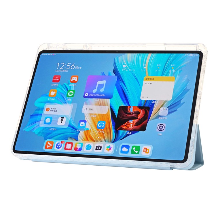 For Huawei MatePad 11.5 S Case Tri-fold Stand PU Leather+TPU+Clear Acrylic Tablet Cover -  Baby Blue