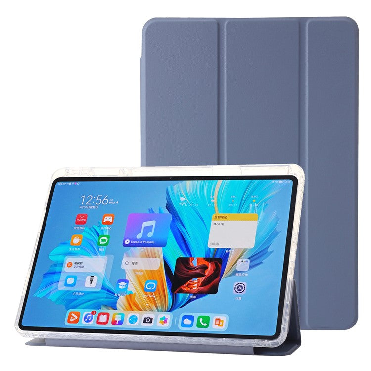 For Huawei MatePad 11.5 S Case Tri-fold Stand PU Leather+TPU+Clear Acrylic Tablet Cover -  Lavender Purple