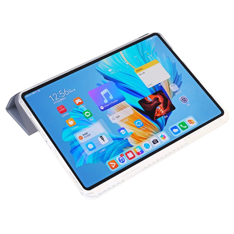 For Huawei MatePad 11.5 S Case Tri-fold Stand PU Leather+TPU+Clear Acrylic Tablet Cover -  Lavender Purple