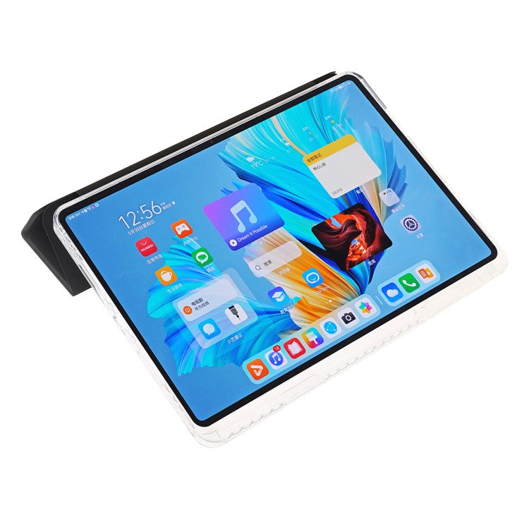 For Huawei MatePad 11.5 S Case Tri-fold Stand PU Leather+TPU+Clear Acrylic Tablet Cover -  Black