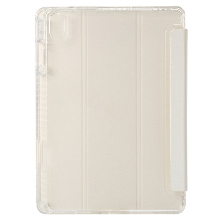 For Huawei MatePad 11.5 S Case Tri-fold Stand PU Leather+TPU+Clear Acrylic Tablet Cover -  White