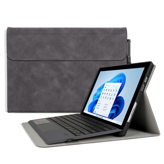 For Microsoft Surface Pro 10 / 9 Case Stand Leather Protective Sleeve with Pen Holder - Grey