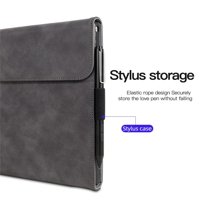 For Microsoft Surface Pro 10 / 9 Case Stand Leather Protective Sleeve with Pen Holder - Grey