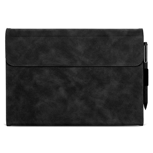 For Microsoft Surface Pro 10 / 9 Case Stand Leather Protective Sleeve with Pen Holder - Black