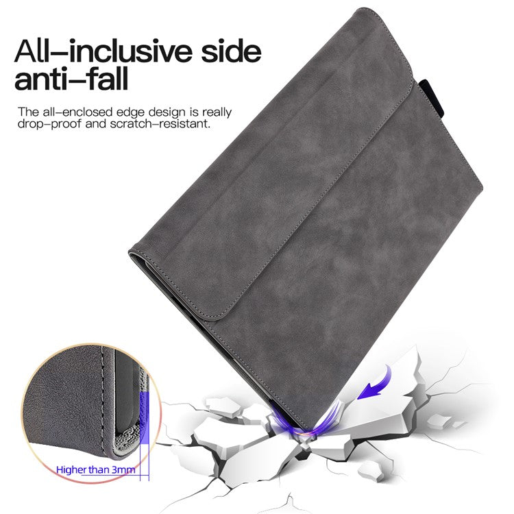 For Microsoft Surface Pro 10 / 9 Case Stand Leather Protective Sleeve with Pen Holder - Blue