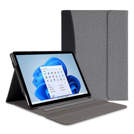For Microsoft Surface Pro 10 / 9 / 8 Case Stand Wallet Function Laptop Leather Cover - Black+Grey