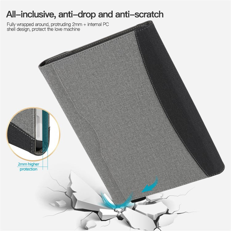For Microsoft Surface Pro 10 / 9 / 8 Case Stand Wallet Function Laptop Leather Cover - Black+Grey
