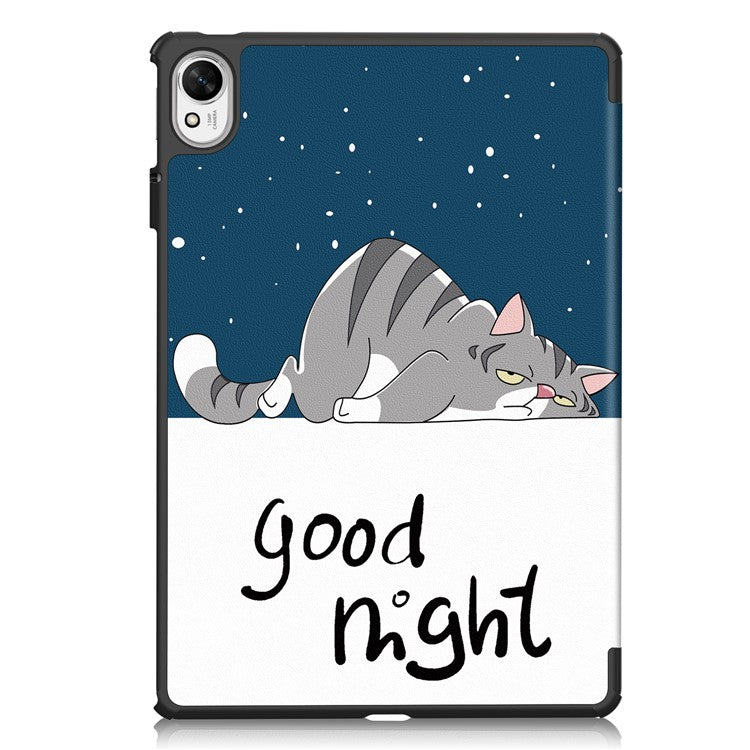 For Huawei MatePad 11.5 S Case Tri-Fold Stand Pattern Print Leather Tablet Cover with Auto Wake / Sleep - Cat