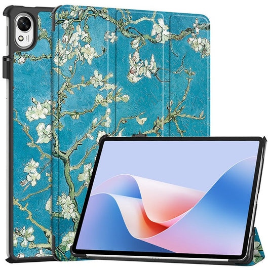 For Huawei MatePad 11.5 S Case Tri-Fold Stand Pattern Print Leather Tablet Cover with Auto Wake / Sleep - Apricot Blossom