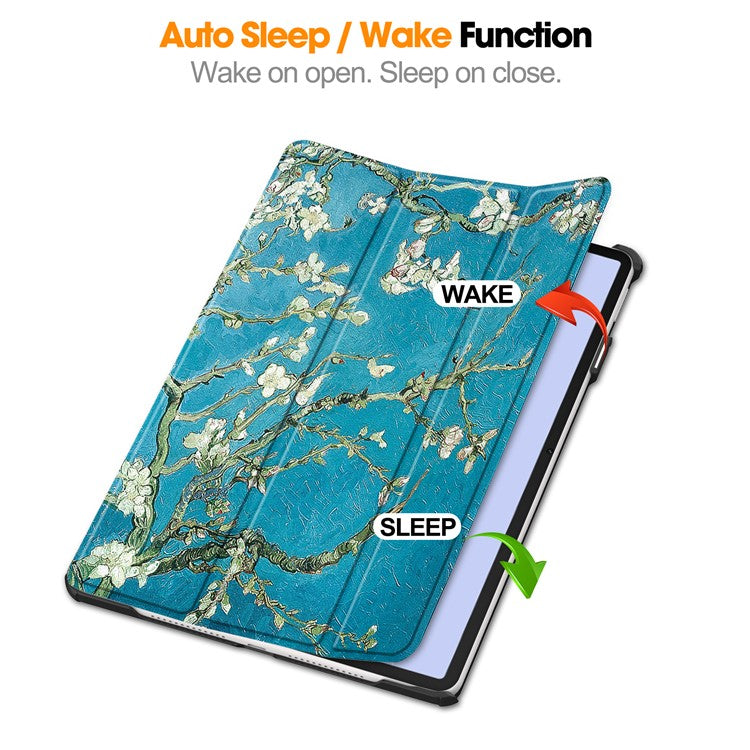 For Huawei MatePad 11.5 S Case Tri-Fold Stand Pattern Print Leather Tablet Cover with Auto Wake / Sleep - Apricot Blossom