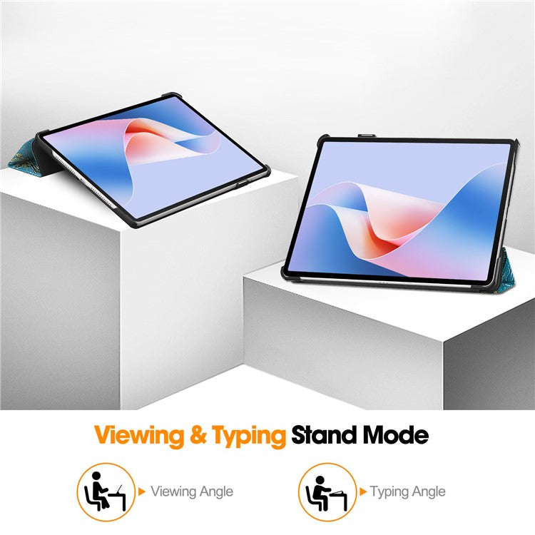 For Huawei MatePad 11.5 S Case Tri-Fold Stand Pattern Print Leather Tablet Cover with Auto Wake / Sleep - Apricot Blossom