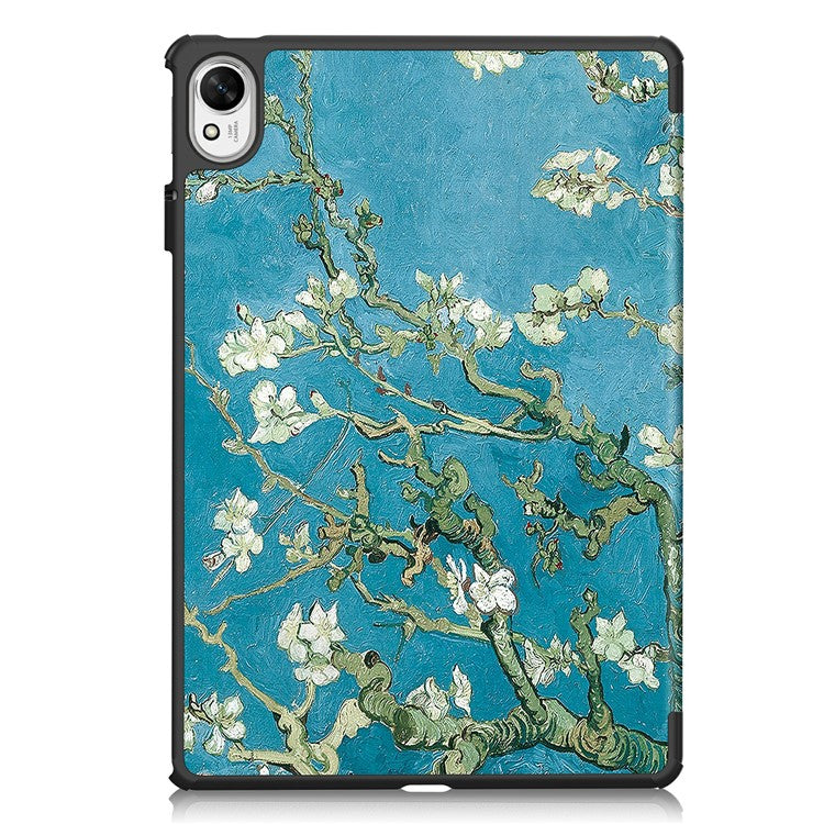 For Huawei MatePad 11.5 S Case Tri-Fold Stand Pattern Print Leather Tablet Cover with Auto Wake / Sleep - Apricot Blossom