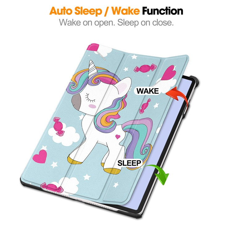 For Huawei MatePad 11.5 S Case Tri-Fold Stand Pattern Print Leather Tablet Cover with Auto Wake / Sleep - Horse