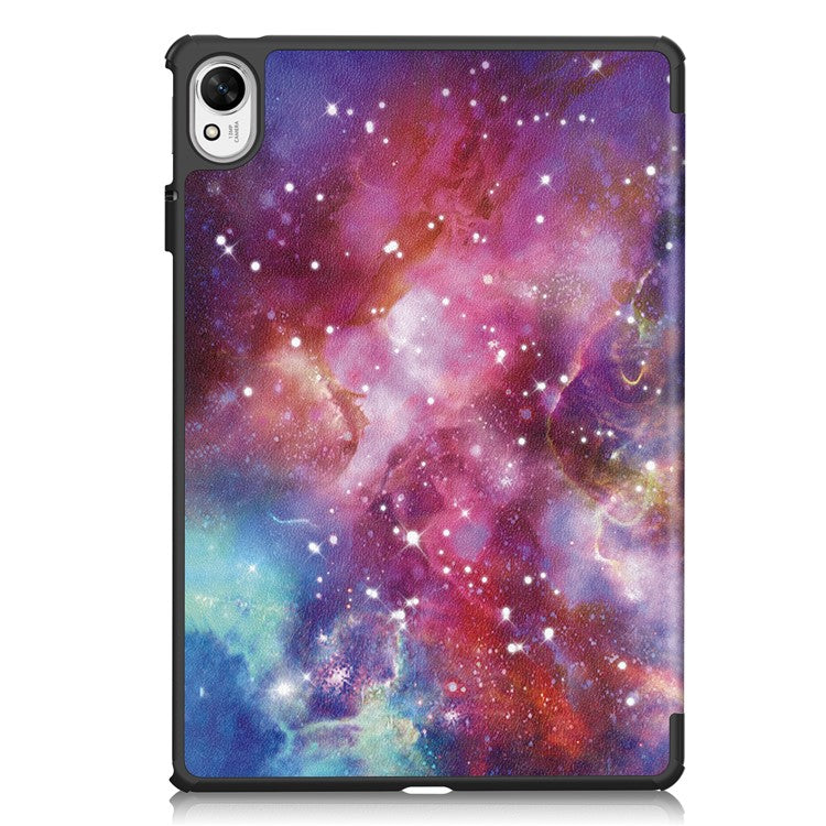 For Huawei MatePad 11.5 S Case Tri-Fold Stand Pattern Print Leather Tablet Cover with Auto Wake / Sleep - Galaxy