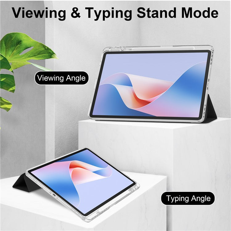 For Huawei MatePad 11.5 S Case Clear Acrylic Leather Tablet Cover Support Auto Sleep / Wake - Black