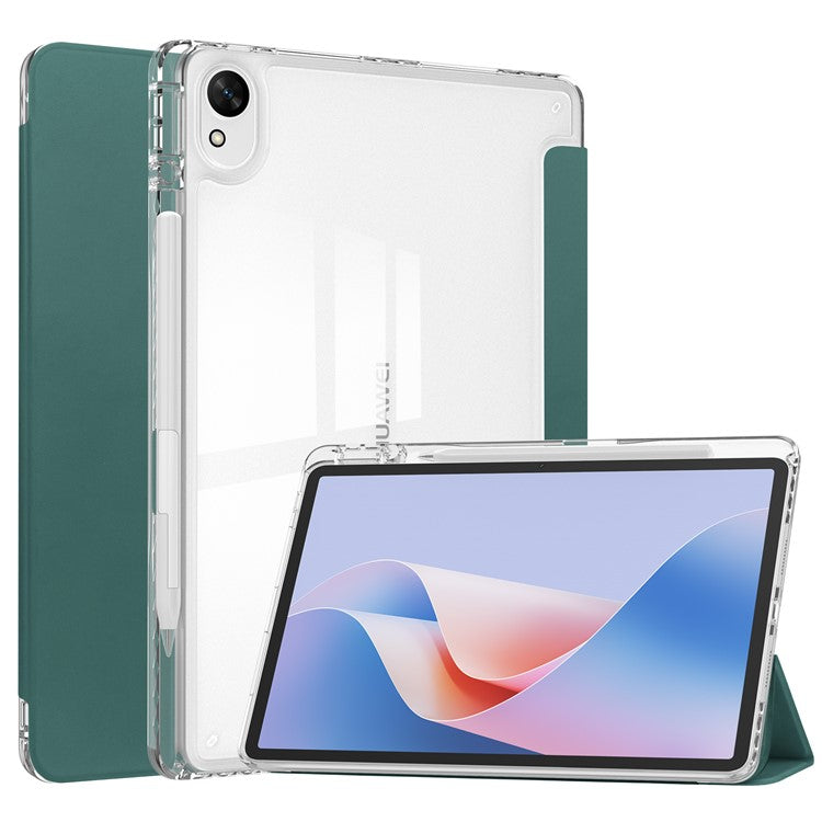 For Huawei MatePad 11.5 S Case Clear Acrylic Leather Tablet Cover Support Auto Sleep / Wake - Green