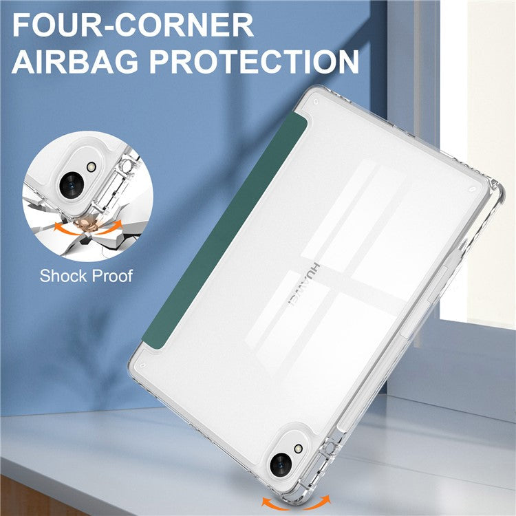 For Huawei MatePad 11.5 S Case Clear Acrylic Leather Tablet Cover Support Auto Sleep / Wake - Green