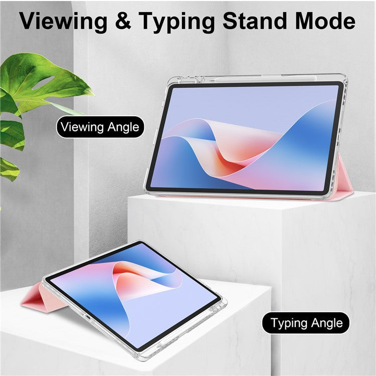 For Huawei MatePad 11.5 S Case Clear Acrylic Leather Tablet Cover Support Auto Sleep / Wake - Pink