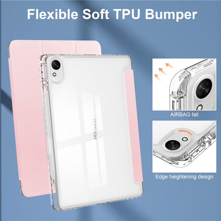 For Huawei MatePad 11.5 S Case Clear Acrylic Leather Tablet Cover Support Auto Sleep / Wake - Pink