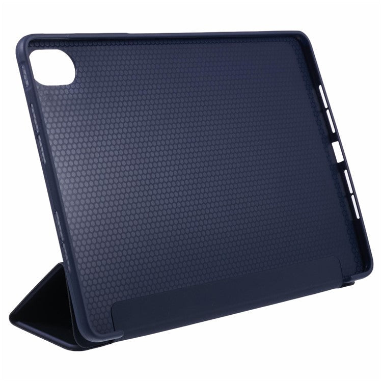For Huawei MatePad 11.5 S Case Tri-fold Stand  Leather Tablet Cover Honeycomb Texture - Dark Blue