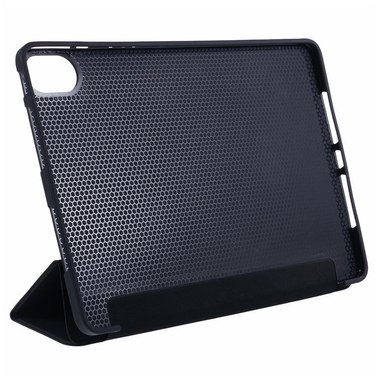 For Huawei MatePad 11.5 S Case Tri-fold Stand  Leather Tablet Cover Honeycomb Texture - Black