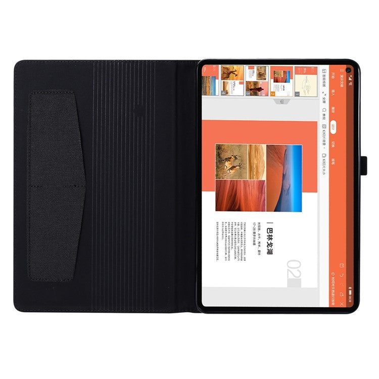 For Huawei MatePad SE 11 Leather Case Card Holder Cloth Texture Tablet Stand Cover - Black