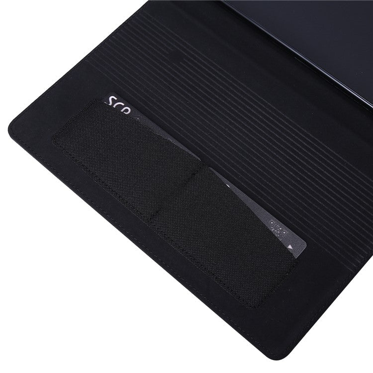 For Huawei MatePad SE 11 Leather Case Card Holder Cloth Texture Tablet Stand Cover - Black