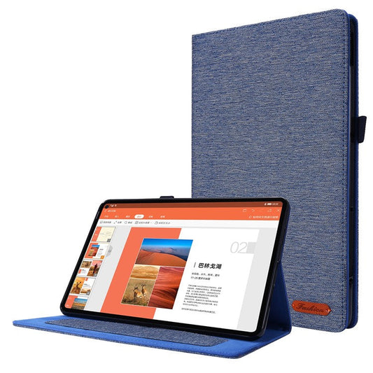 For Huawei MatePad SE 11 Leather Case Card Holder Cloth Texture Tablet Stand Cover - Blue