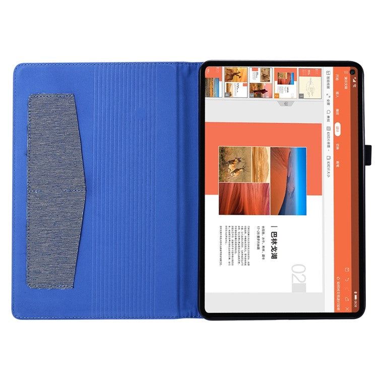 For Huawei MatePad SE 11 Leather Case Card Holder Cloth Texture Tablet Stand Cover - Blue