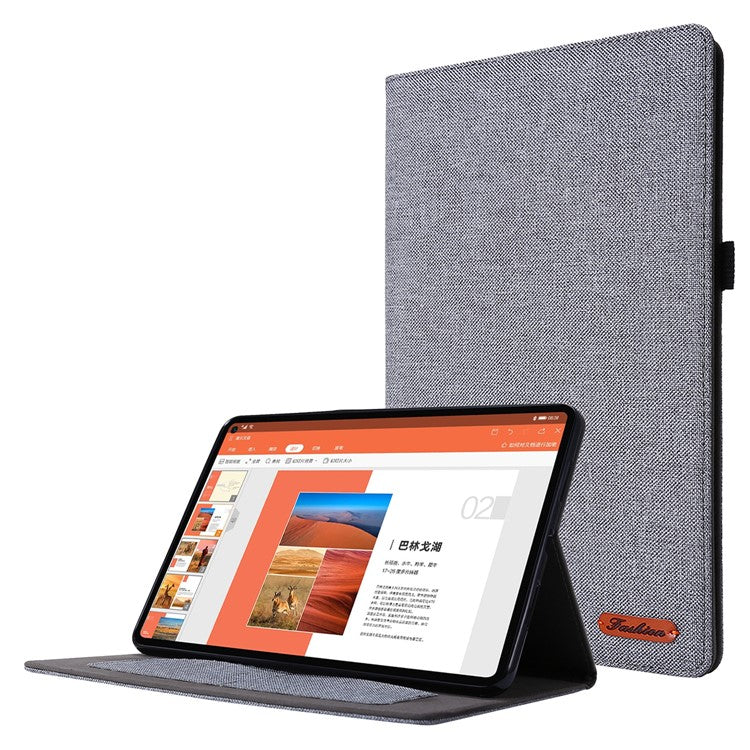 For Huawei MatePad SE 11 Leather Case Card Holder Cloth Texture Tablet Stand Cover - Grey