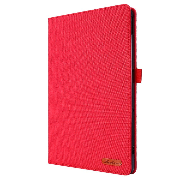 For Huawei MatePad SE 11 Leather Case Card Holder Cloth Texture Tablet Stand Cover - Red