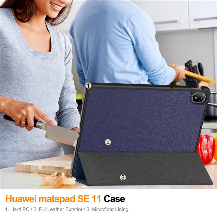 For Huawei MatePad SE 11 Stand Case Shockproof Leather Tablet Cover - Blue