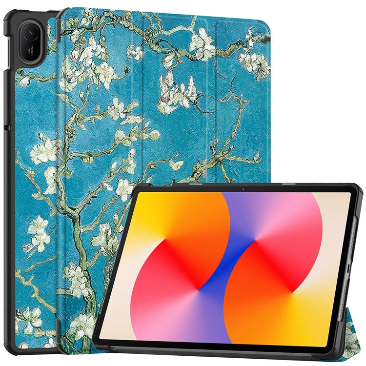For Huawei MatePad SE 11 Stand Case Pattern Print Leather Tablet Cover - Apricot Blossom