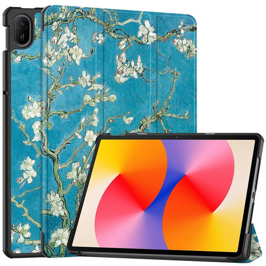 For Huawei MatePad SE 11 Stand Case Pattern Print Leather Tablet Cover - Apricot Blossom