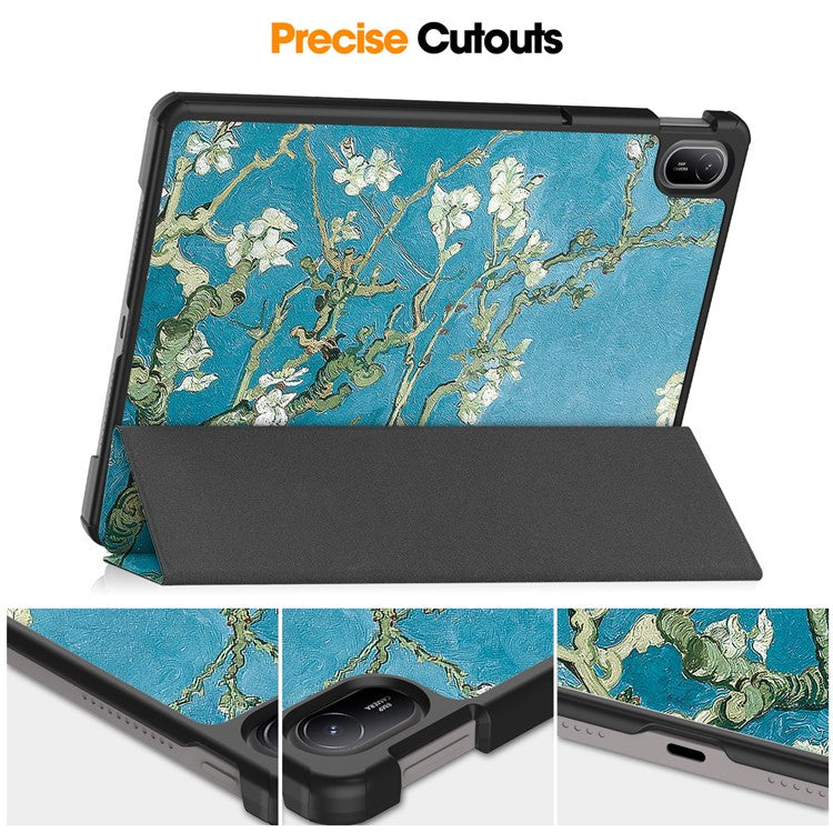 For Huawei MatePad SE 11 Stand Case Pattern Print Leather Tablet Cover - Apricot Blossom