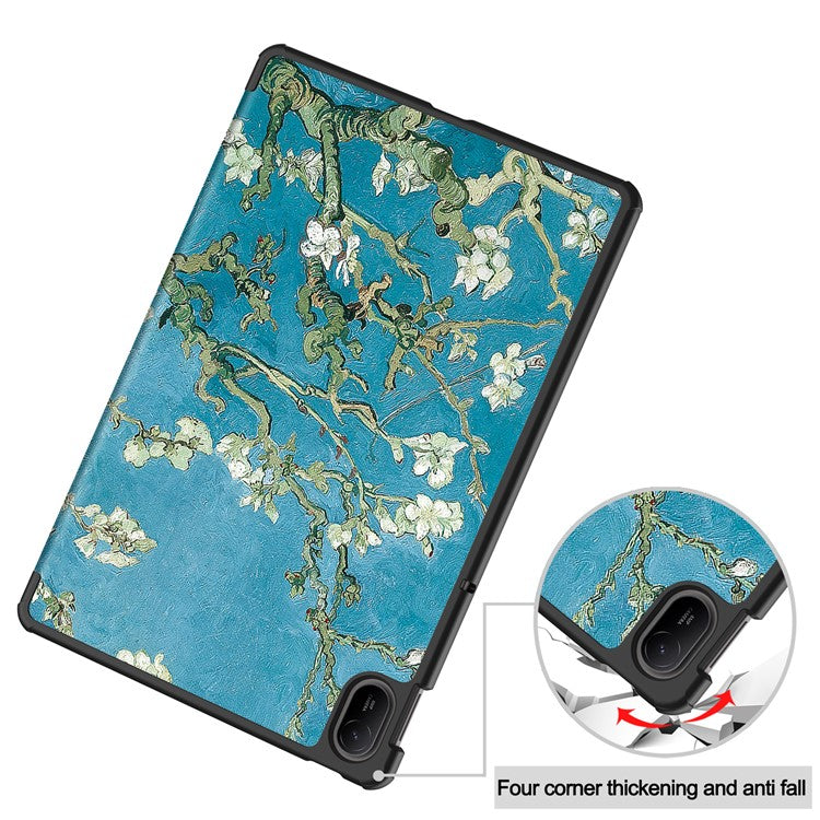 For Huawei MatePad SE 11 Stand Case Pattern Print Leather Tablet Cover - Apricot Blossom