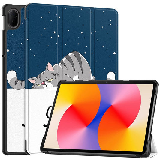 For Huawei MatePad SE 11 Stand Case Pattern Print Leather Tablet Cover - Cat