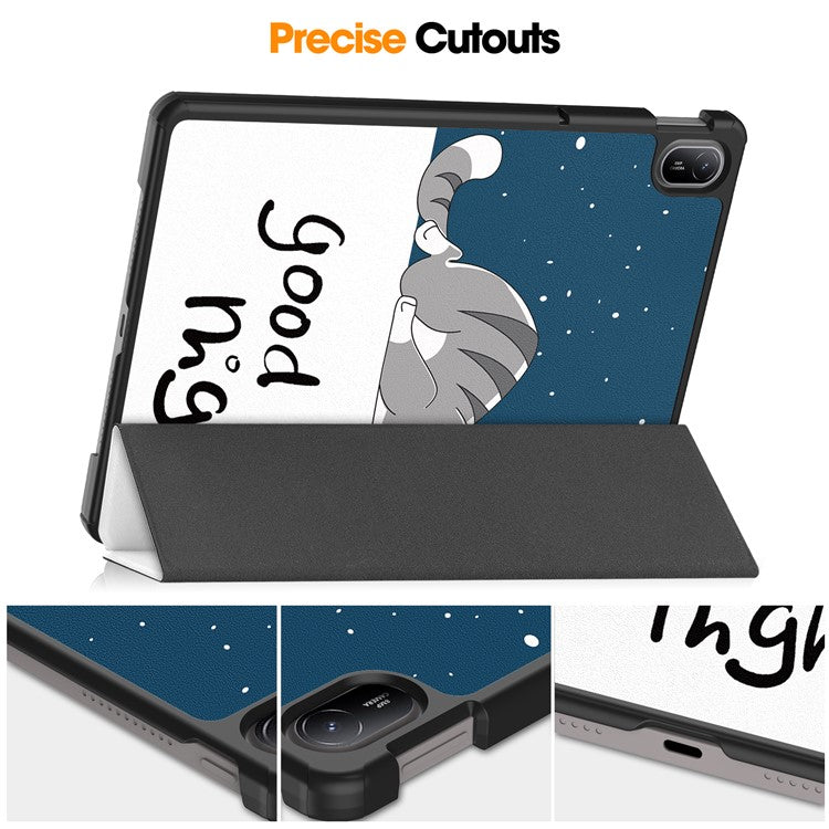 For Huawei MatePad SE 11 Stand Case Pattern Print Leather Tablet Cover - Cat