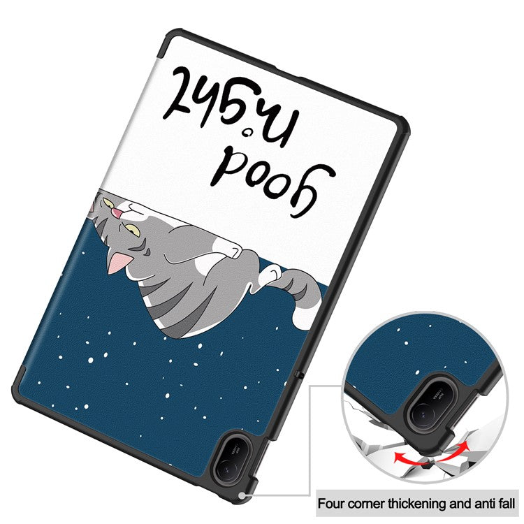 For Huawei MatePad SE 11 Stand Case Pattern Print Leather Tablet Cover - Cat