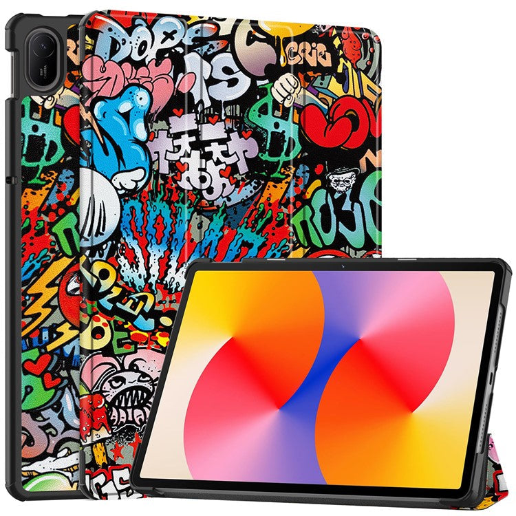 For Huawei MatePad SE 11 Stand Case Pattern Print Leather Tablet Cover - Graffiti