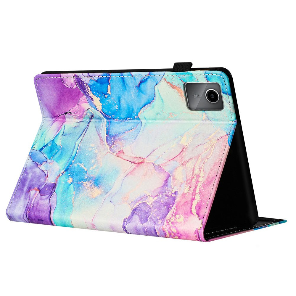 For Lenovo Tab M11 / Xiaoxin Pad 11 2024 Case Marble Leather Protective Tablet Cover Auto Wake Sleep - Purple  /  Blue