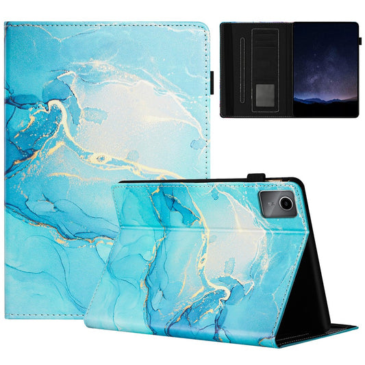 For Lenovo Tab M11 / Xiaoxin Pad 11 2024 Case Marble Leather Protective Tablet Cover Auto Wake Sleep - Green
