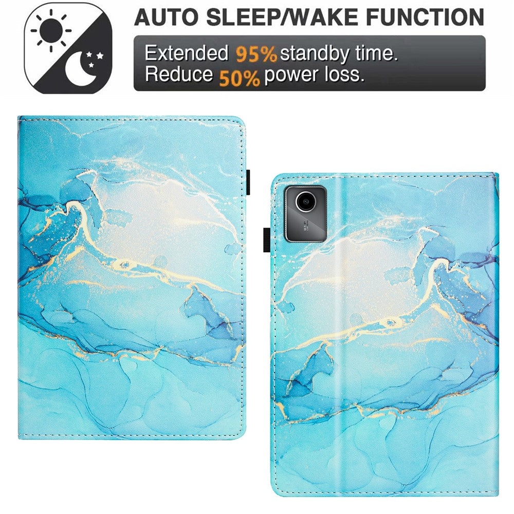 For Lenovo Tab M11 / Xiaoxin Pad 11 2024 Case Marble Leather Protective Tablet Cover Auto Wake Sleep - Green