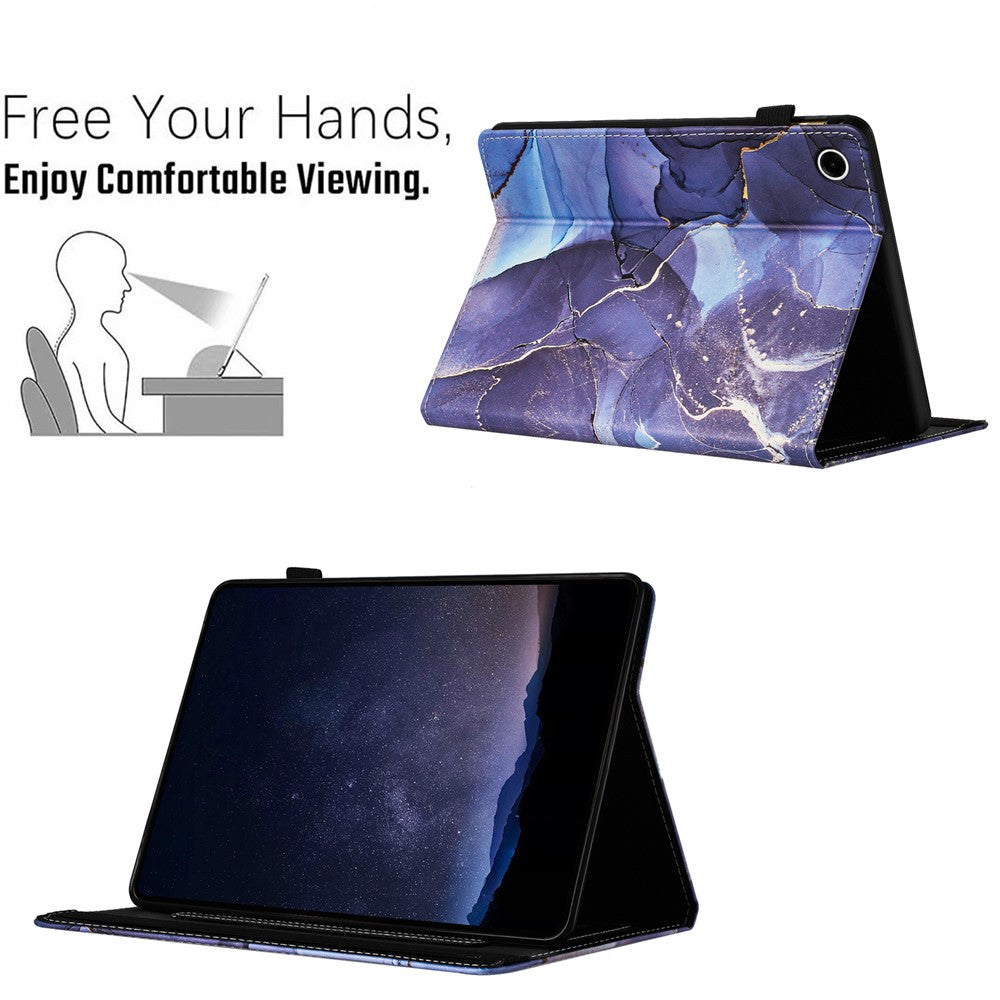For Lenovo Tab M10 (Gen 3) Case Multi-Angle Viewing Smart PU Leather Marble Cover - Grey