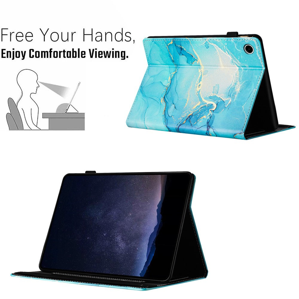 For Lenovo Tab M10 (Gen 3) Case Multi-Angle Viewing Smart PU Leather Marble Cover - Green