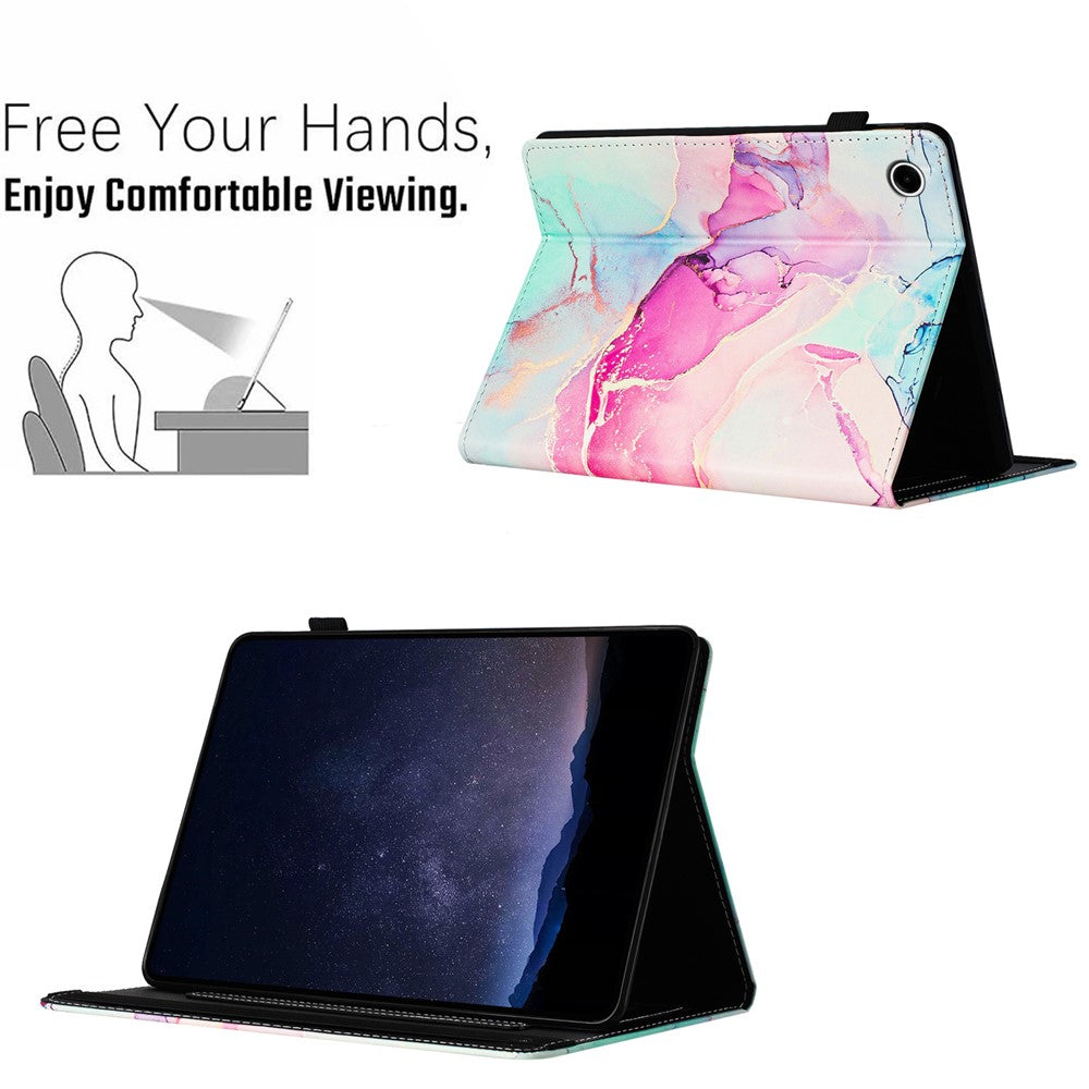 For Lenovo Tab M10 (Gen 3) Case Multi-Angle Viewing Smart PU Leather Marble Cover - Pink