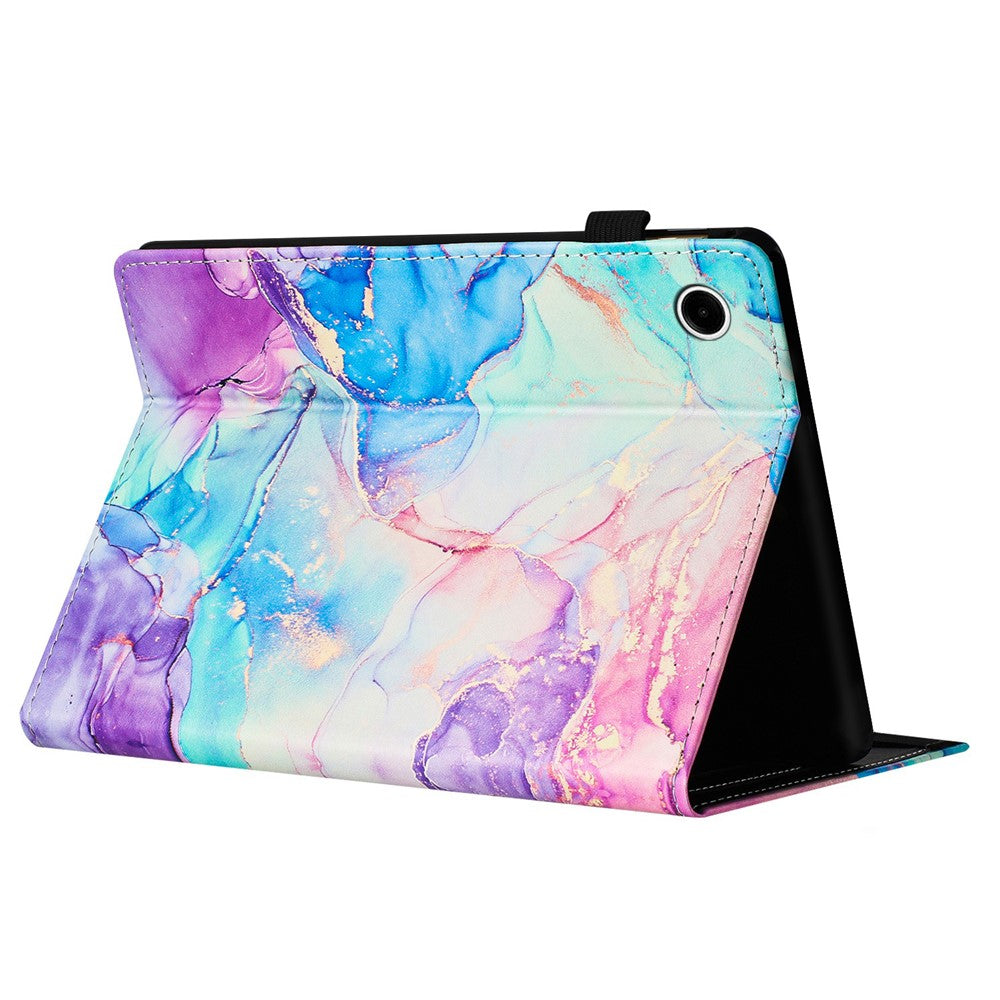 For Lenovo Tab M10 (Gen 3) Case Multi-Angle Viewing Smart PU Leather Marble Cover - Purple  /  Blue
