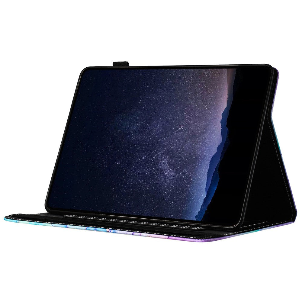 For Lenovo Tab M10 (Gen 3) Case Multi-Angle Viewing Smart PU Leather Marble Cover - Purple  /  Blue
